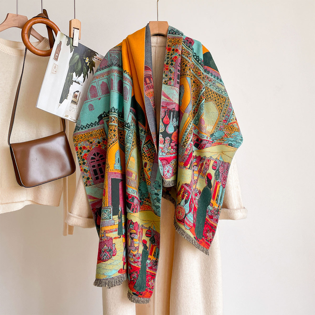 Shawl Wrap Winter - Dames Imitatie Kasjmier Sjaal, Omkeerbare Hoofddoek,